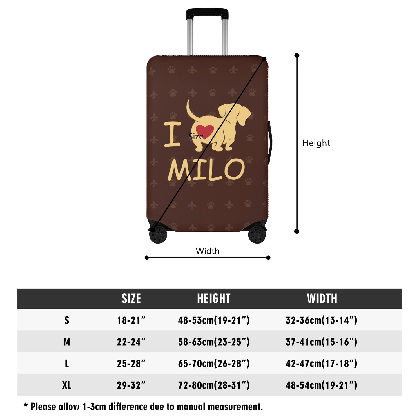 Personalized Luggage Cover with Dachshund Name - Luggage Cover