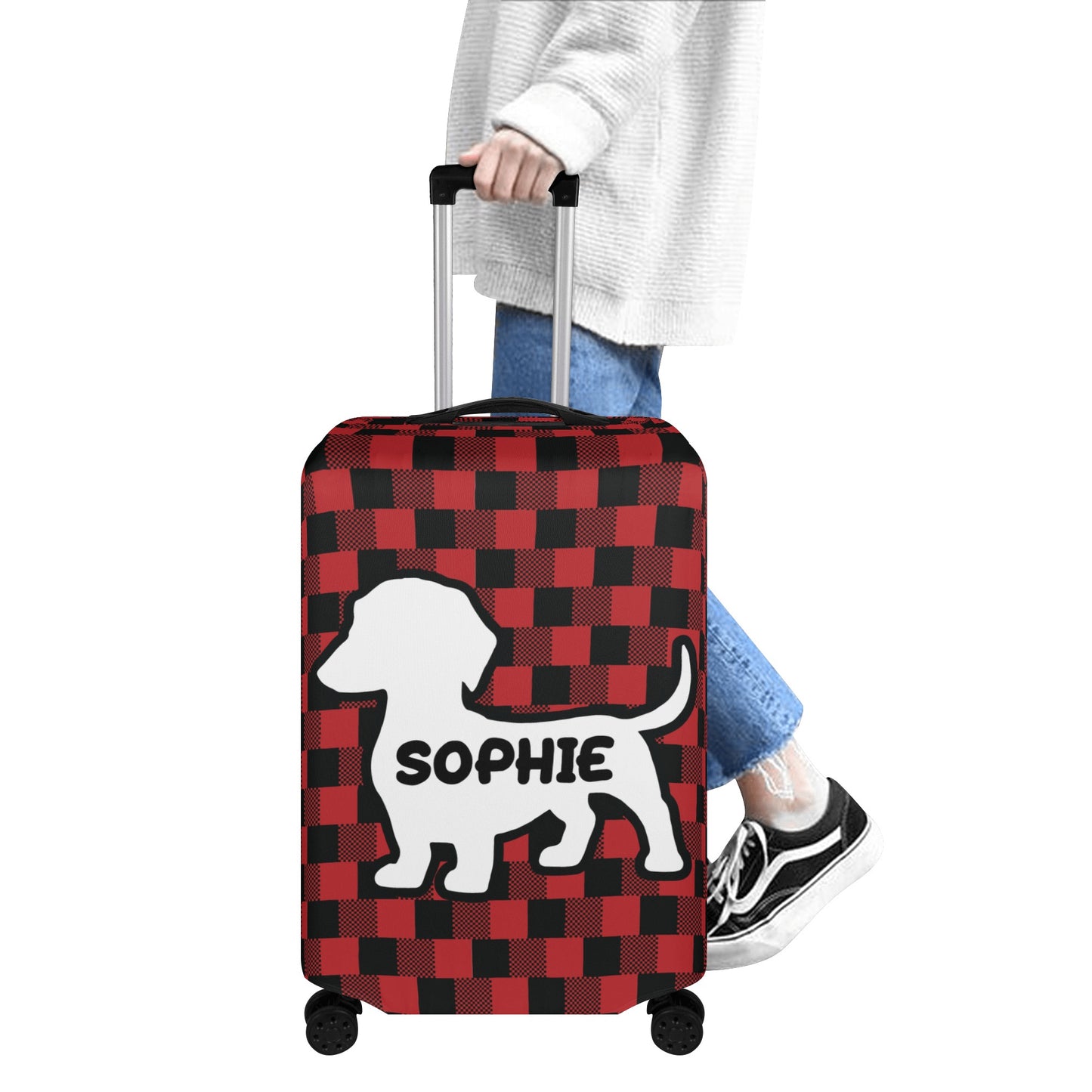 Personalized Luggage Cover with Dachshund Name - Luggage Cover