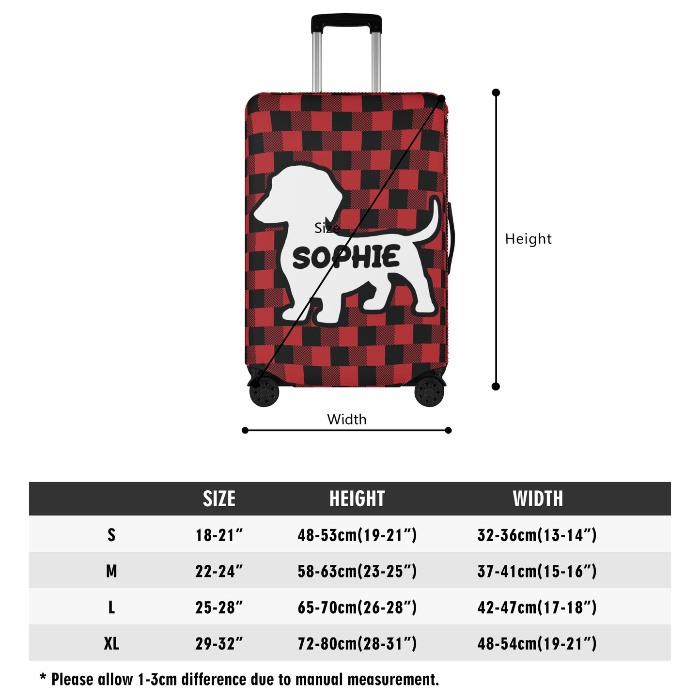 Personalized Luggage Cover with Dachshund Name - Luggage Cover