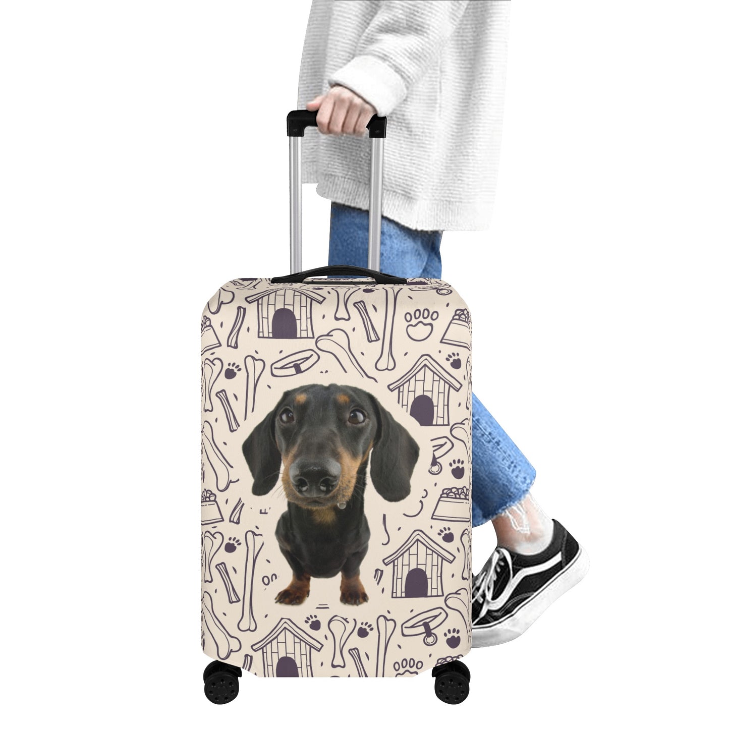 Custom Luggage Cover with Dachshund picture