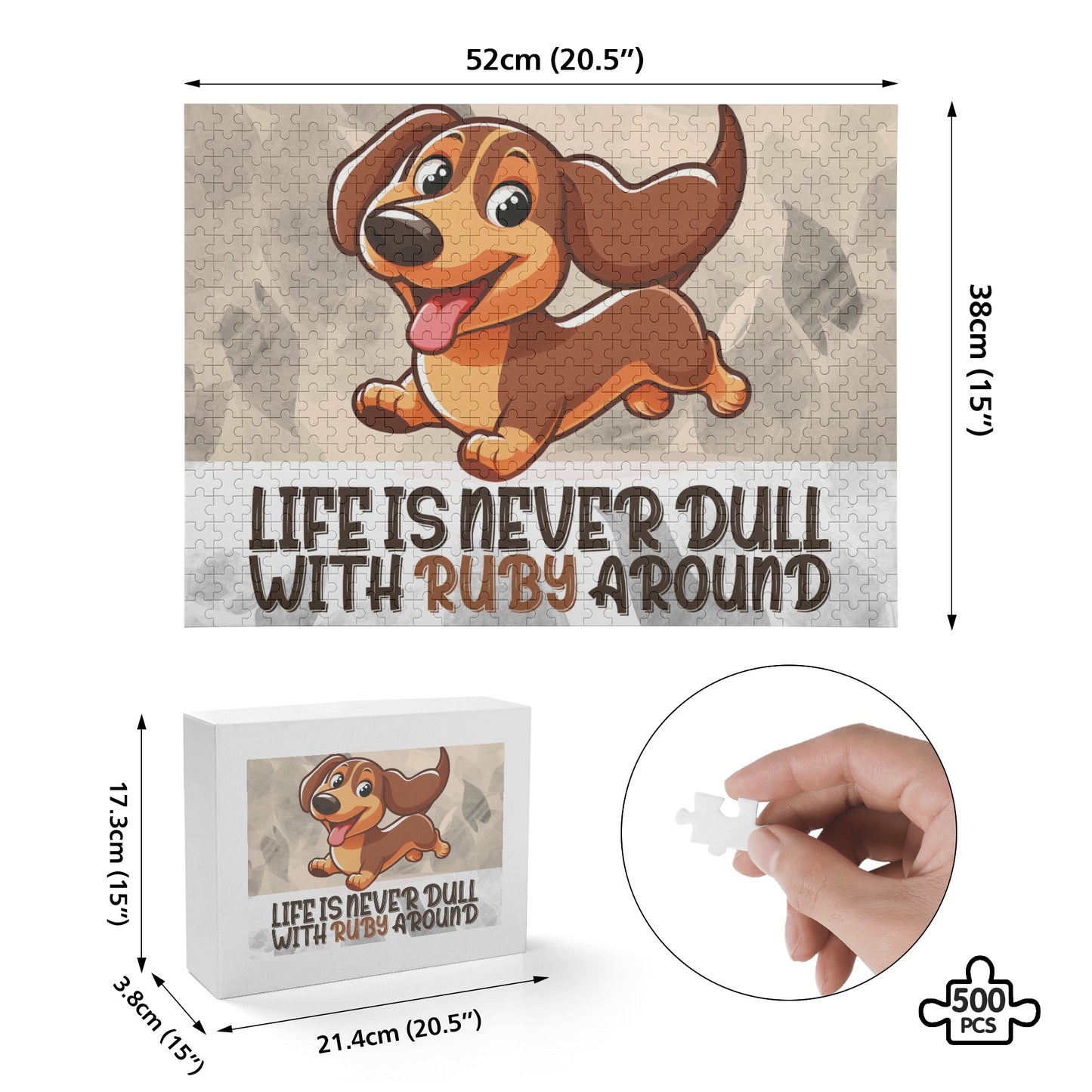 Puzzle personalizado con nombre de Perro Salchicha - Puzzle