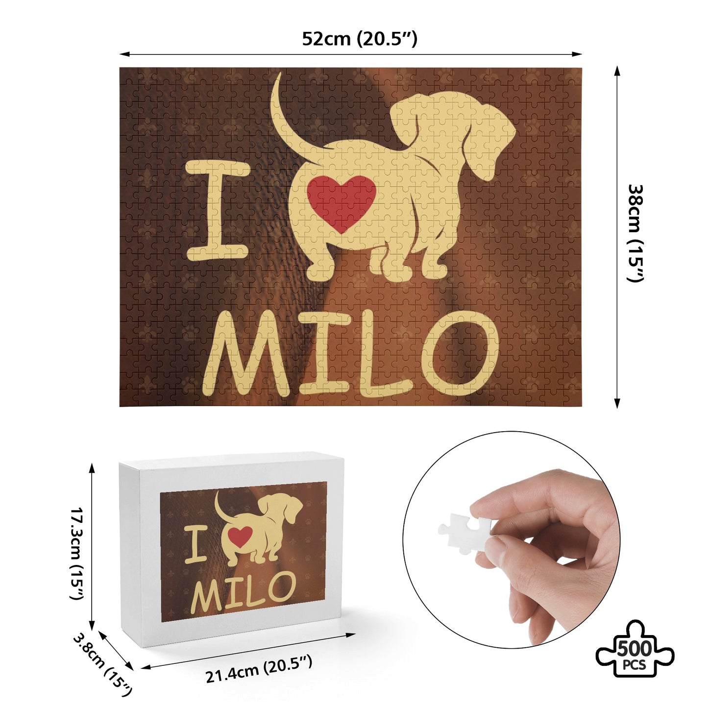 Puzzle personalizado con nombre de Perro Salchicha - Puzzle