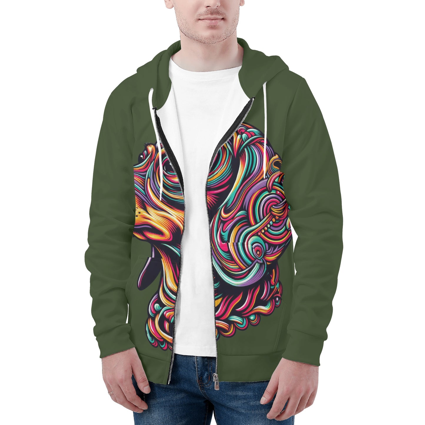 King - All Over Print Zip Up Hoodie