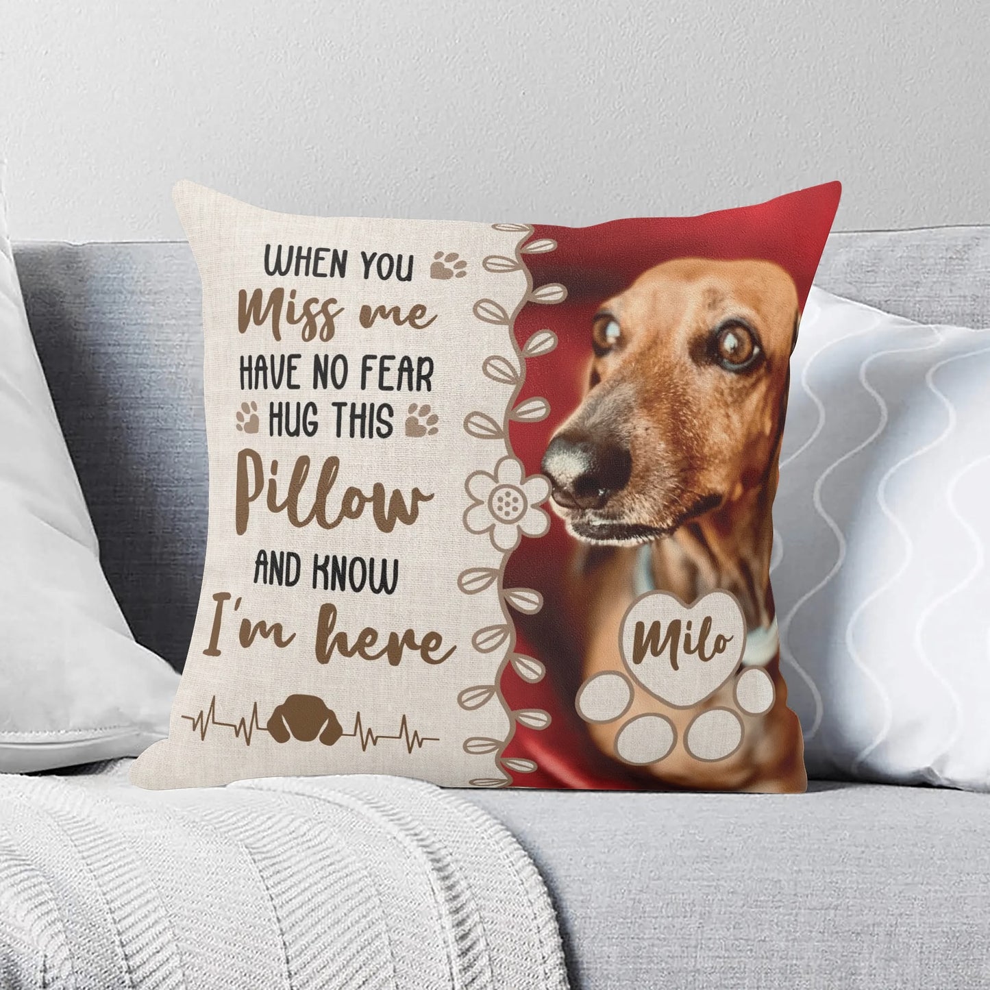 Dachshund  name and image personalized pillow