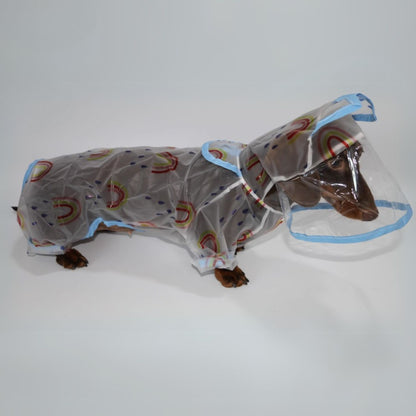 Dachshund Raincoat with Hat – Four-Legged Transparent Rain Jacket