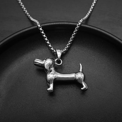 Dachshund Necklace Stainless Steel/Gold Color Rope