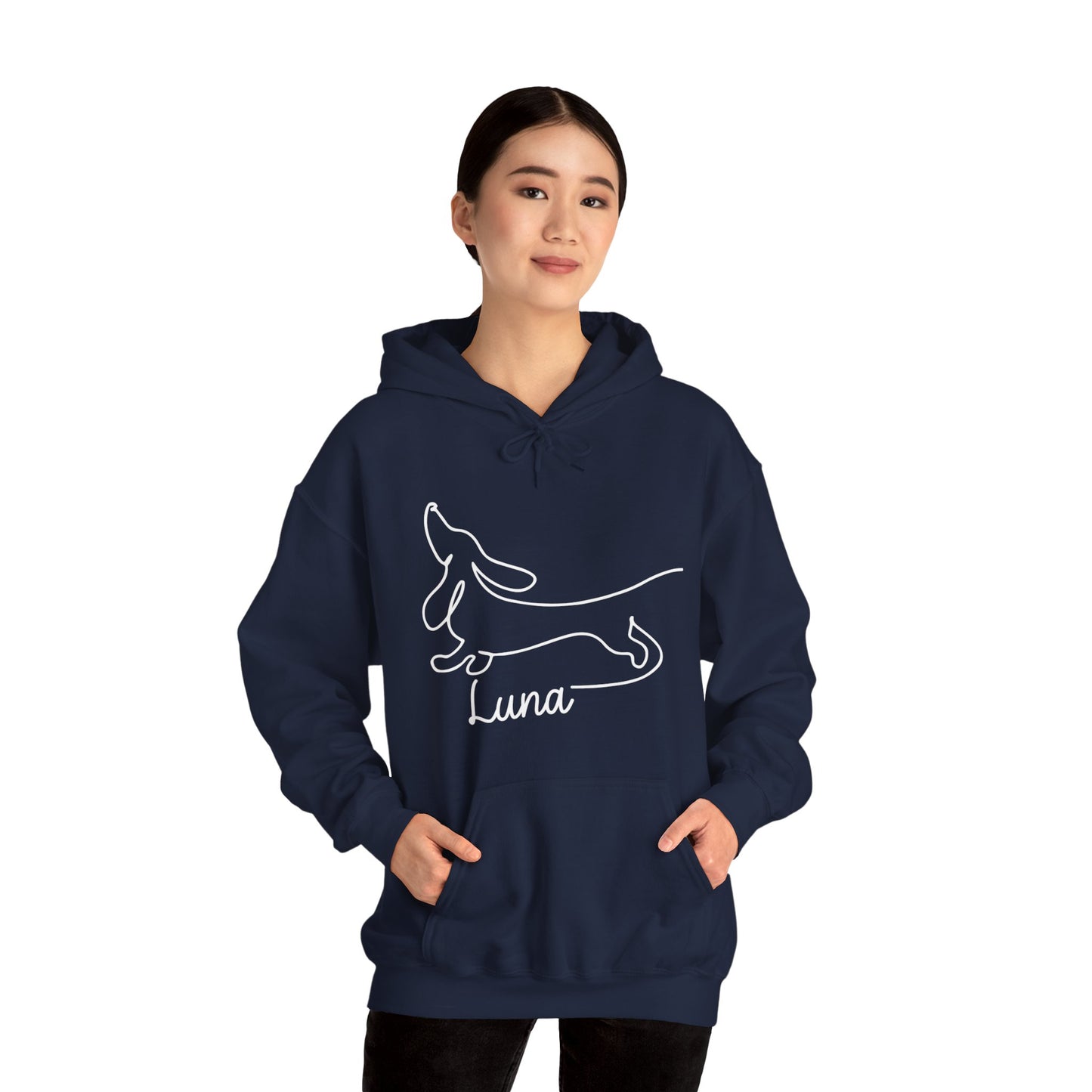 Sudadera con capucha personalizada con nombre de perro salchicha - Sudadera con capucha unisex 