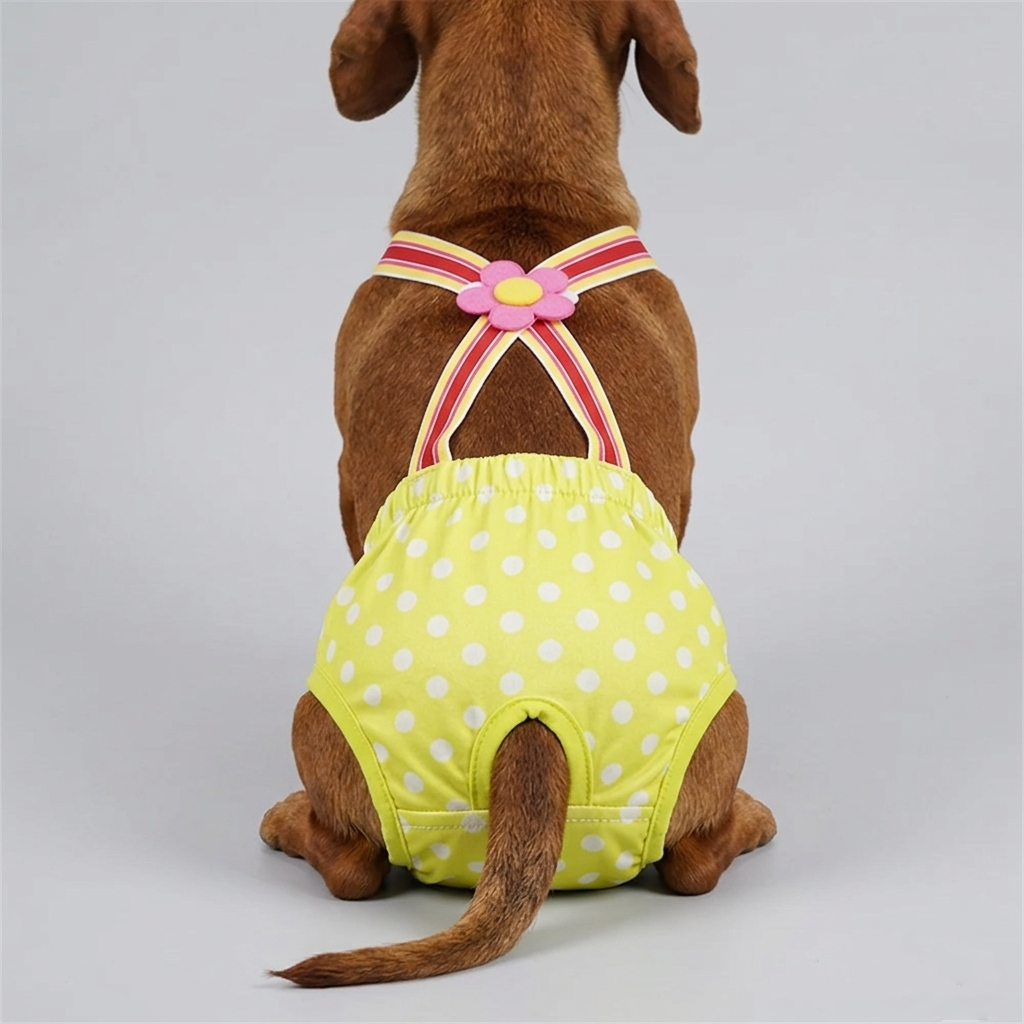 Pawzy Dachshund Cartoon Print Diaper  – Washable Dog Sanitary with Adjustable Straps