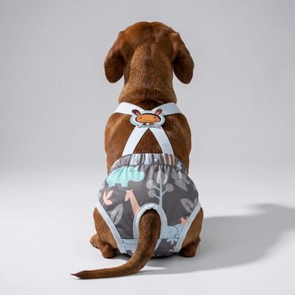 Pawzy Dachshund Cartoon Print Diaper  – Washable Dog Sanitary with Adjustable Straps
