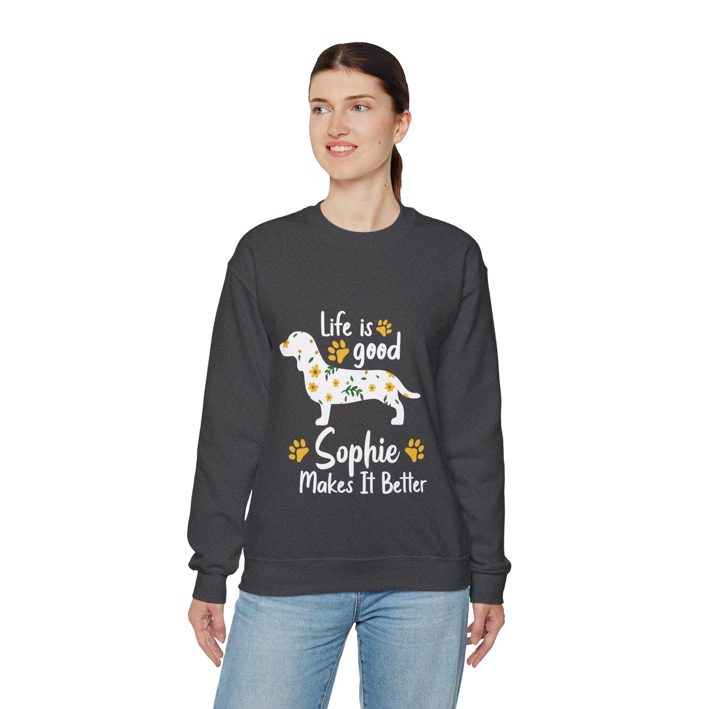 Custom Sweatshirt  with dachshund Name  -  Unisex Sweatshirt