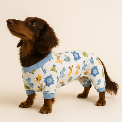 Dachshund pajama jumpsuit, view 3