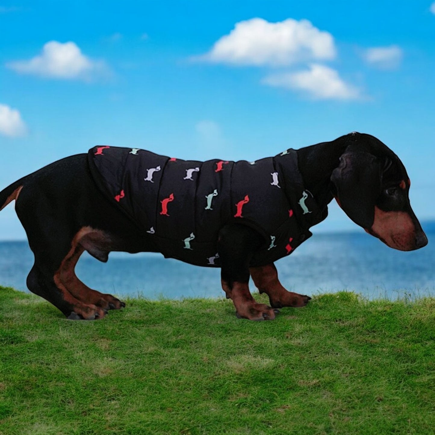 Dachshund Winter Zipper Coat - Windproof Warm Vest for Small Pets