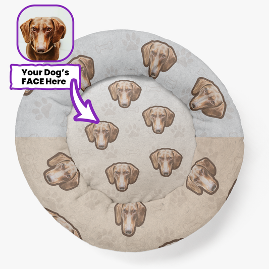 Dinky - Personalized Cloud-Comfort Large Dachshund Bed | Anti-Anxiety Donut Bed for Dachshunds