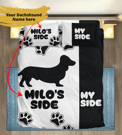 Custom Bedding Set with Dachshund's Name - Bedding Set for dachshund lovers