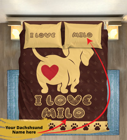 Custom Bedding Set with Dachshund's Name - Bedding Set