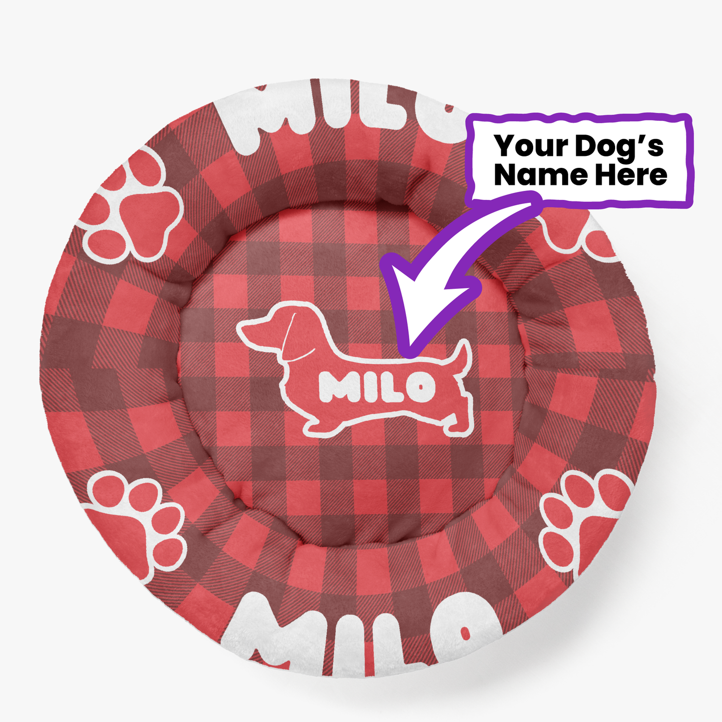 Luna - Personalized Cloud-Comfort Large Dachshund Bed | Anti-Anxiety Donut Bed for Dachshunds