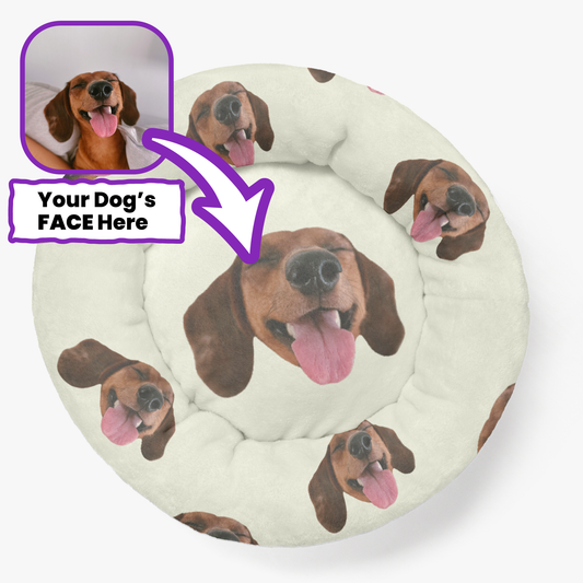 Daisy - Personalized Cloud-Comfort Large Dachshund Bed | Anti-Anxiety Donut Bed for Dachshunds