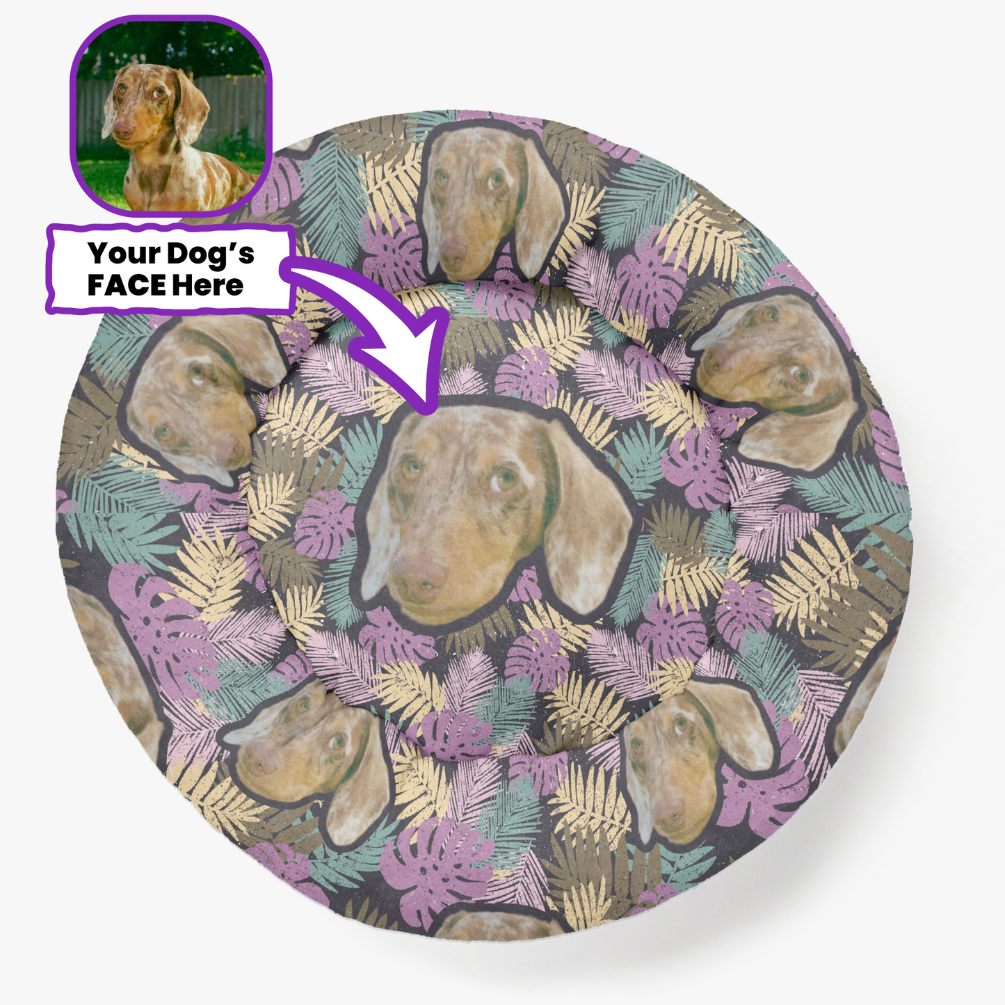 Biscuit - Personalized Cloud-Comfort Large Dachshund Bed | Anti-Anxiety Donut Bed for Dachshunds