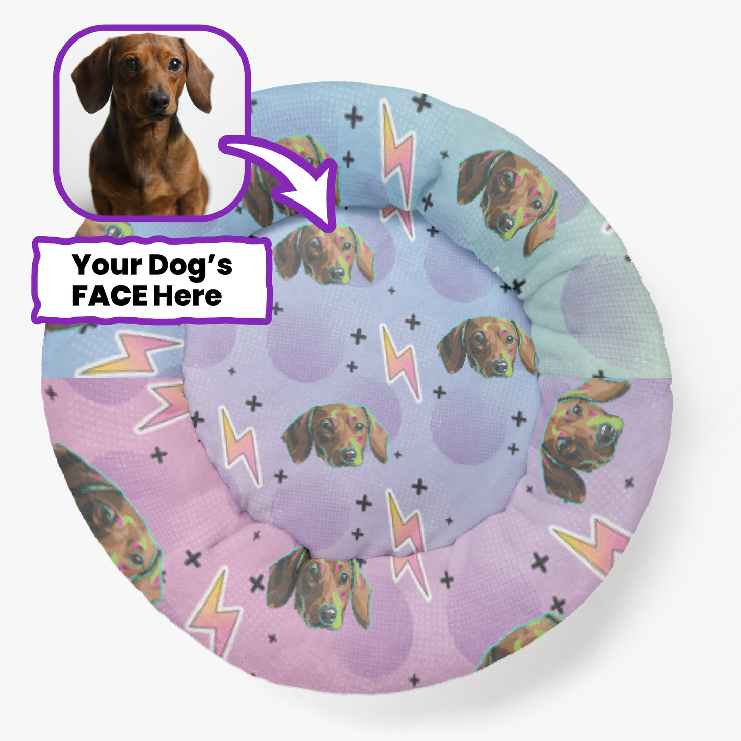 Bitty - Personalized Cloud-Comfort Large, Small & Puppy Dachshund Bed | Anti-Anxiety Donut Bed for Dachshunds