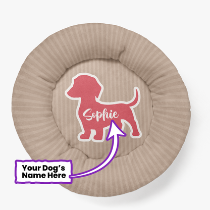 Johann - Personalized Cloud-Comfort Large Dachshund Bed | Anti-Anxiety Donut Bed for Dachshunds