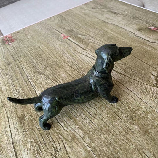 Charming-Dachshund-Statue-in-Dark-Wood-Resin-doxie.us