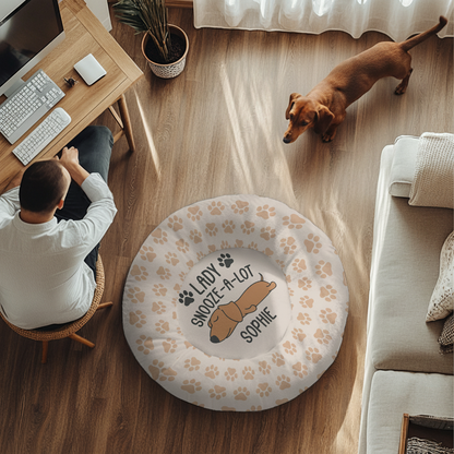 Puddles - Personalized Cloud-Comfort Large Dachshund Bed | Anti-Anxiety Donut Bed for Dachshunds