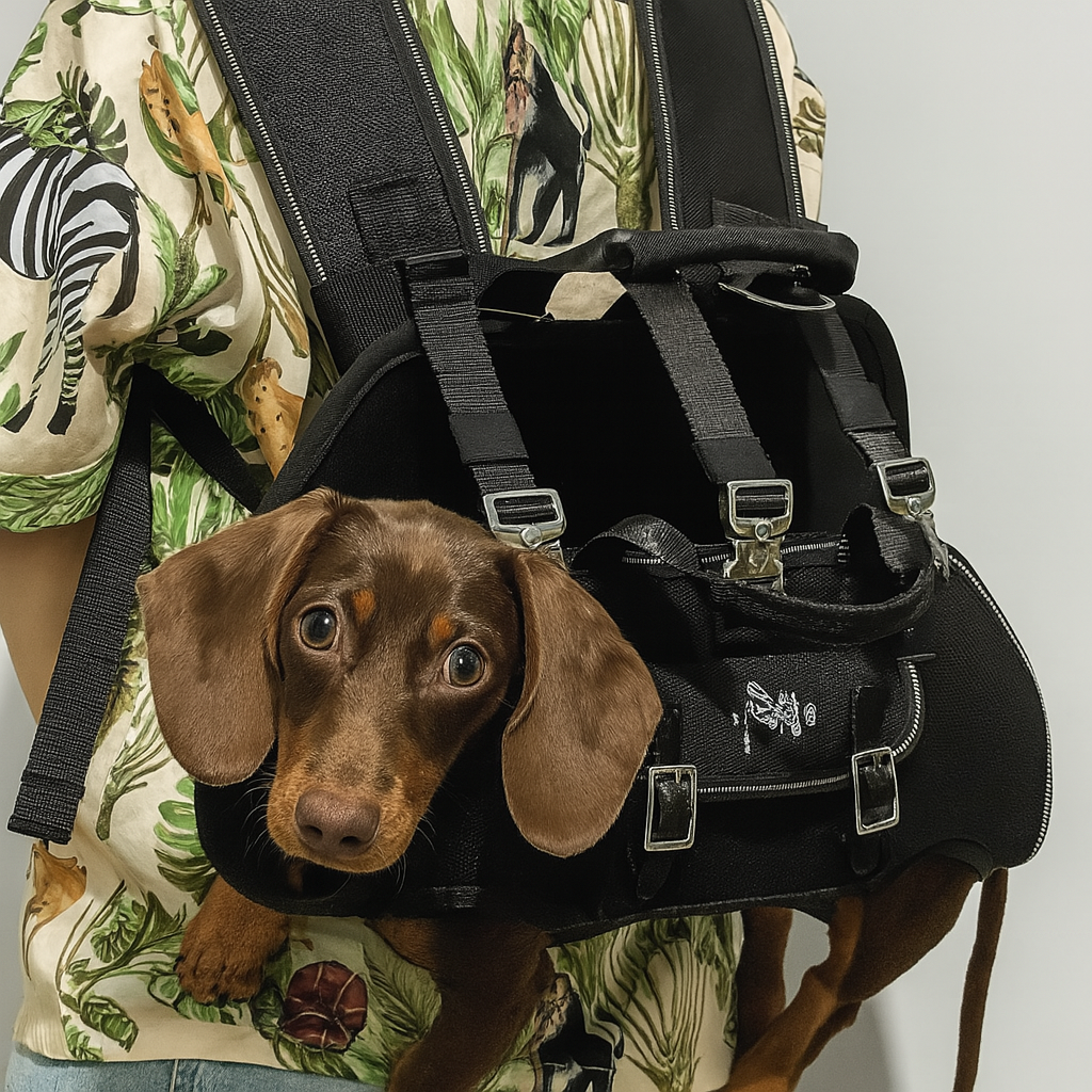 DachCarry Dachshund Side Carry Backpack – Lightweight Portable and Secure Doxie Carrier Bag