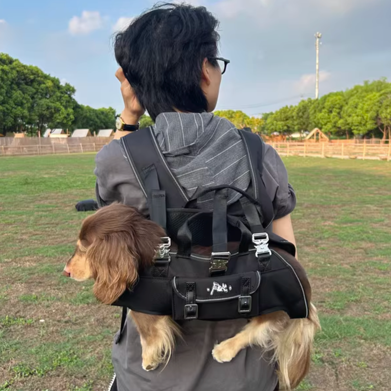 DachCarry Dachshund Side Carry Backpack – Lightweight Portable and Secure Doxie Carrier Bag