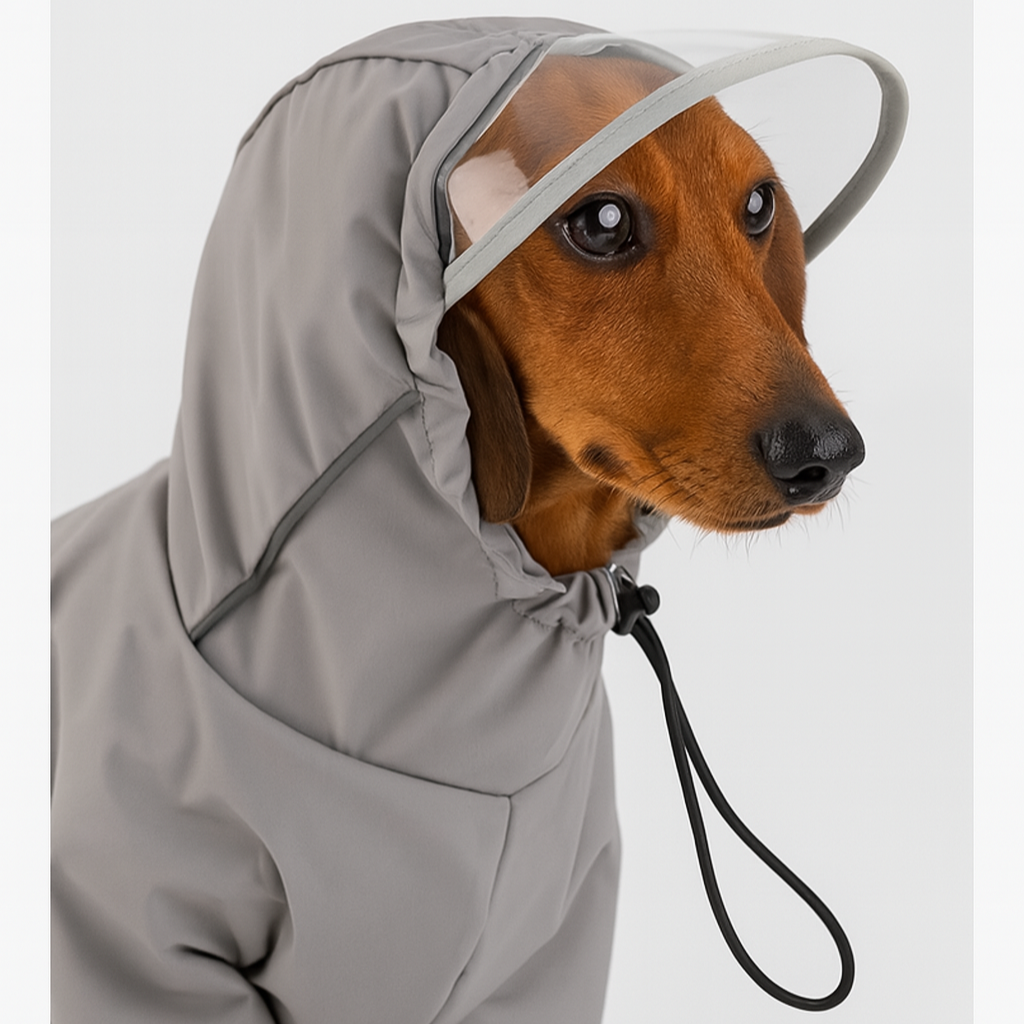 DachDrop Dachshund Raincoat with Hood – Waterproof Adjustable Outdoor Cloak
