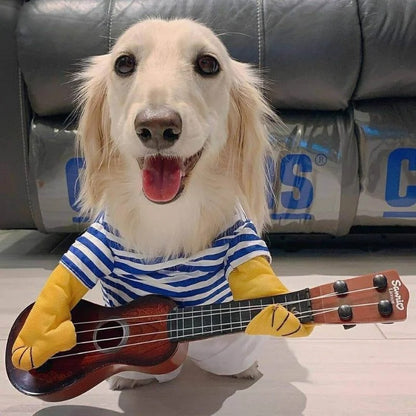 Dachshund Guitar Player Costume Funny Halloween Doxie Outfit
