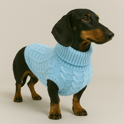 Cable-knit turtleneck winter sweater for dachshunds, view 7
