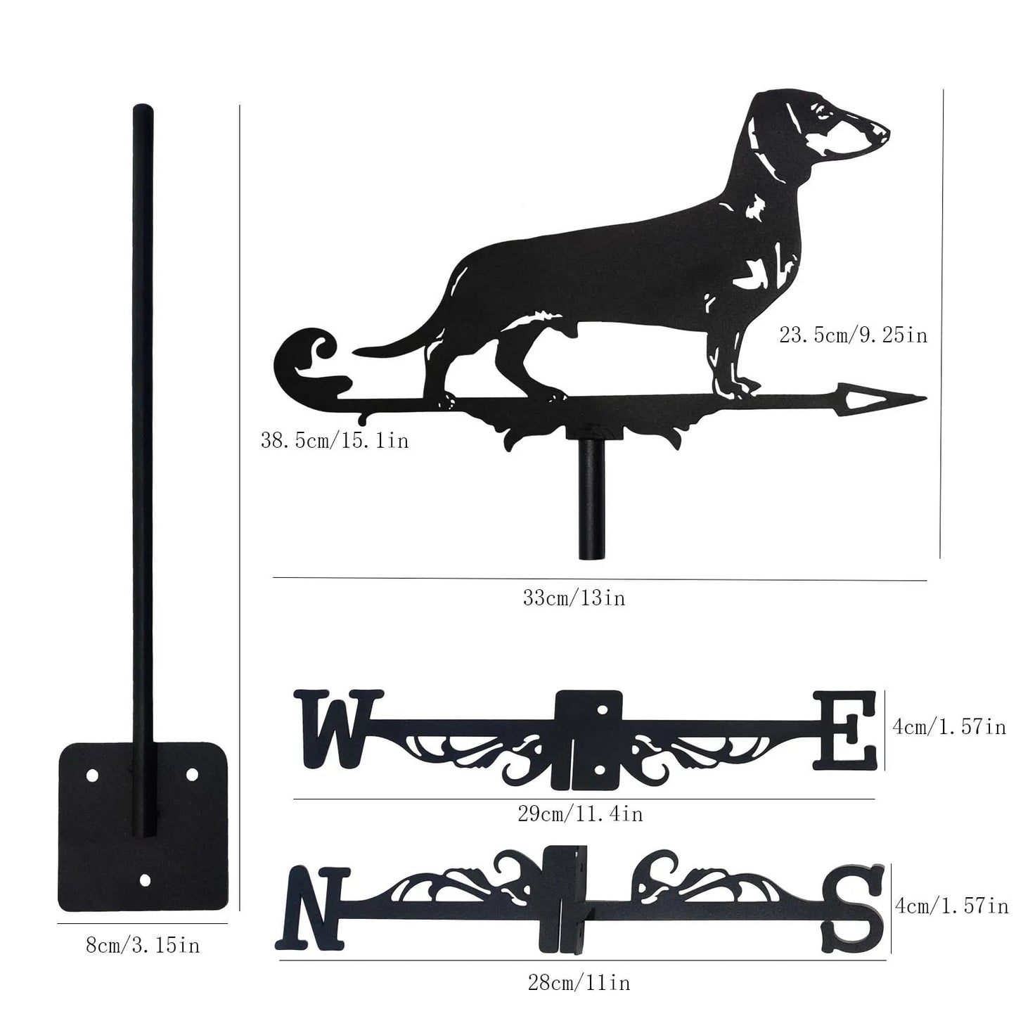 Dachshund-Weather-Vane-Standing-Garden-Decor-doxie.us