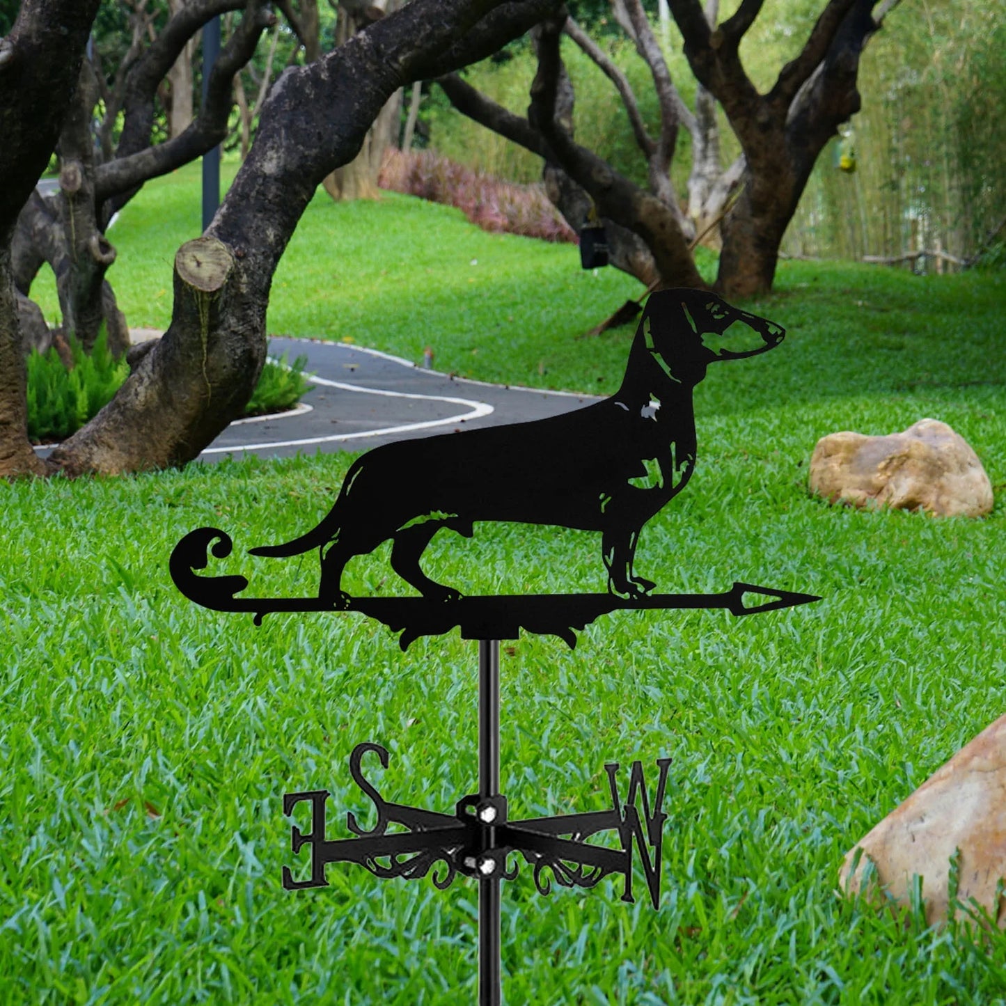 Dachshund-Weather-Vane-Standing-Garden-Decor-doxie.us