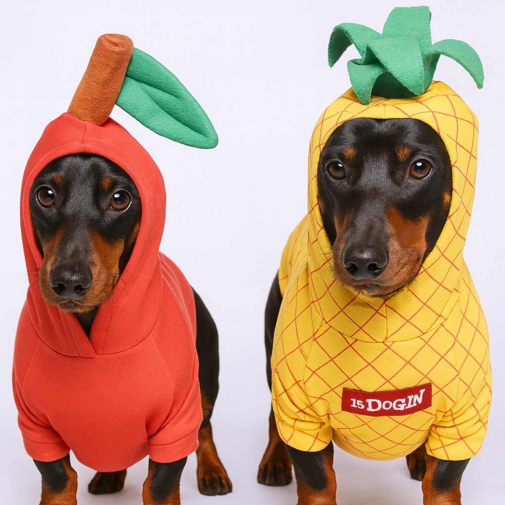 FruityPaws Dachshund Fruits Costumes – Funny Pineapple Apple Dog Outfits