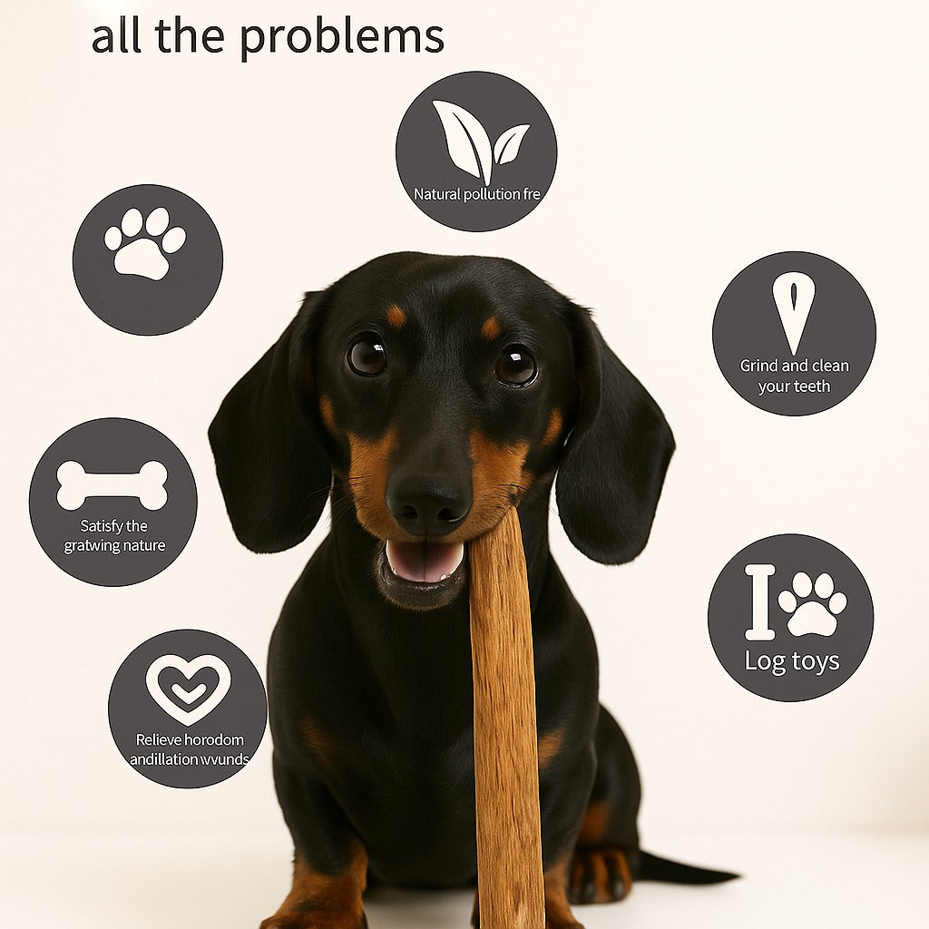 Dachshund Chew Toy – Natural Coffee Wood Toy for Dogs