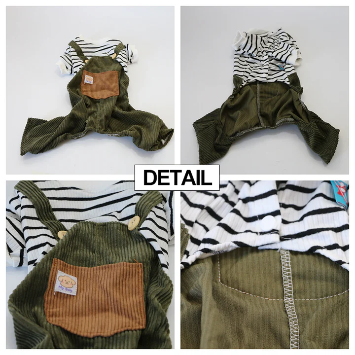 Cute Striped Dachshund Clothes – Warm Soft Four-Legged Overalls