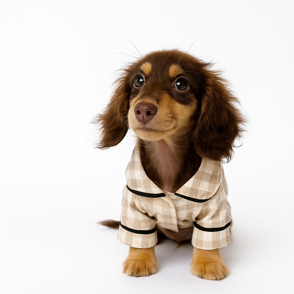 Dachshund Cotton Shirt – Summer Plaid 2-legged Loungewear
