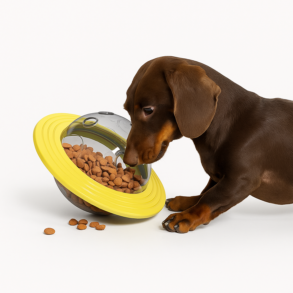 Dachshund Feeder Toy – Interactive Flying Saucer Game Toy