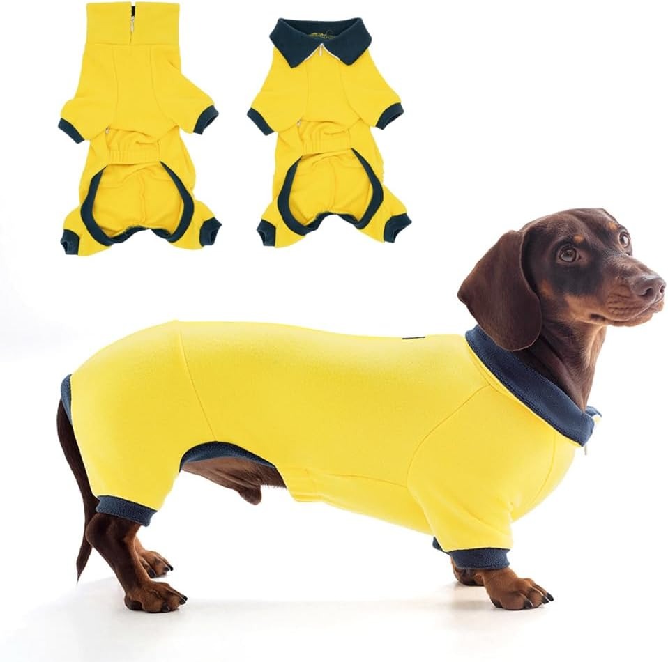 Dachshund Turtleneck Sweater – Adjustable Polo Collar Zipper Fleece Outfit