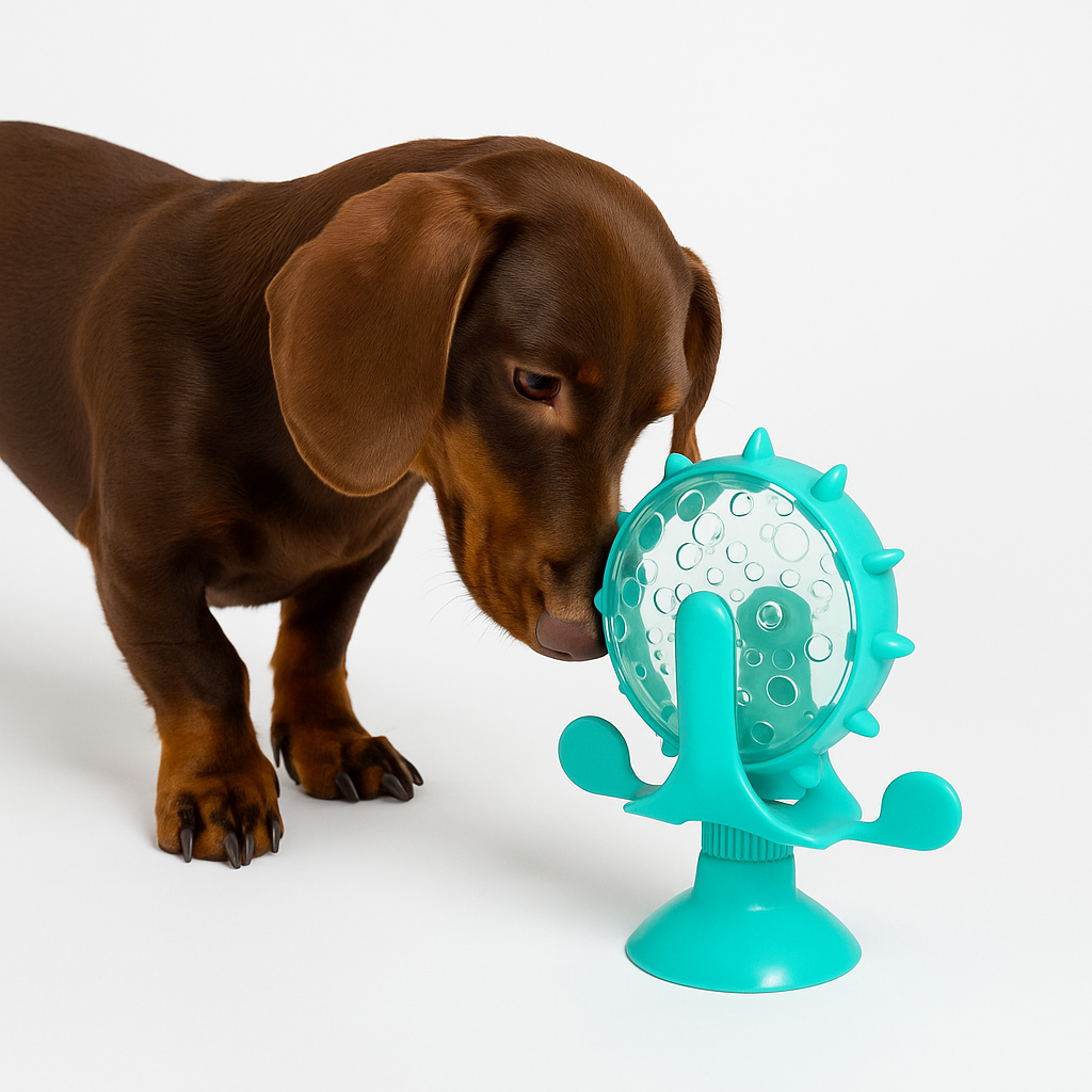 Dachshund Puzzle Toy – Treat Slow Feed Play Wheel Toy