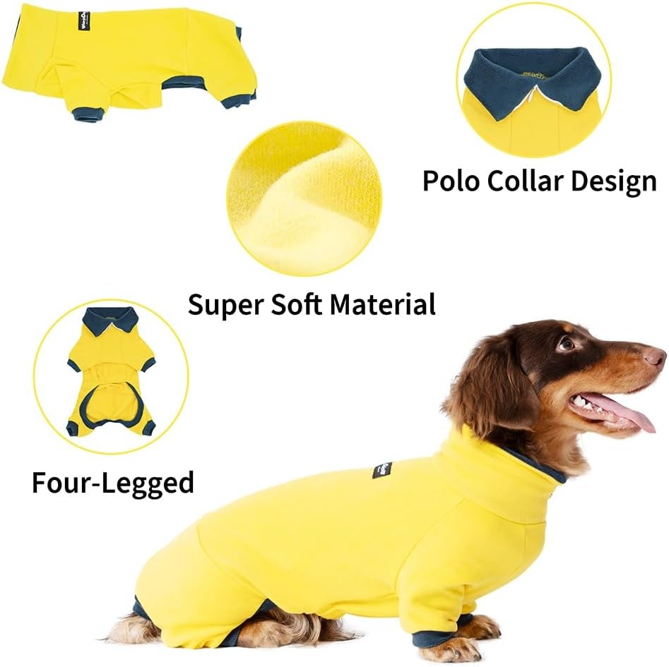Dachshund Turtleneck Sweater – Adjustable Polo Collar Zipper Fleece Outfit