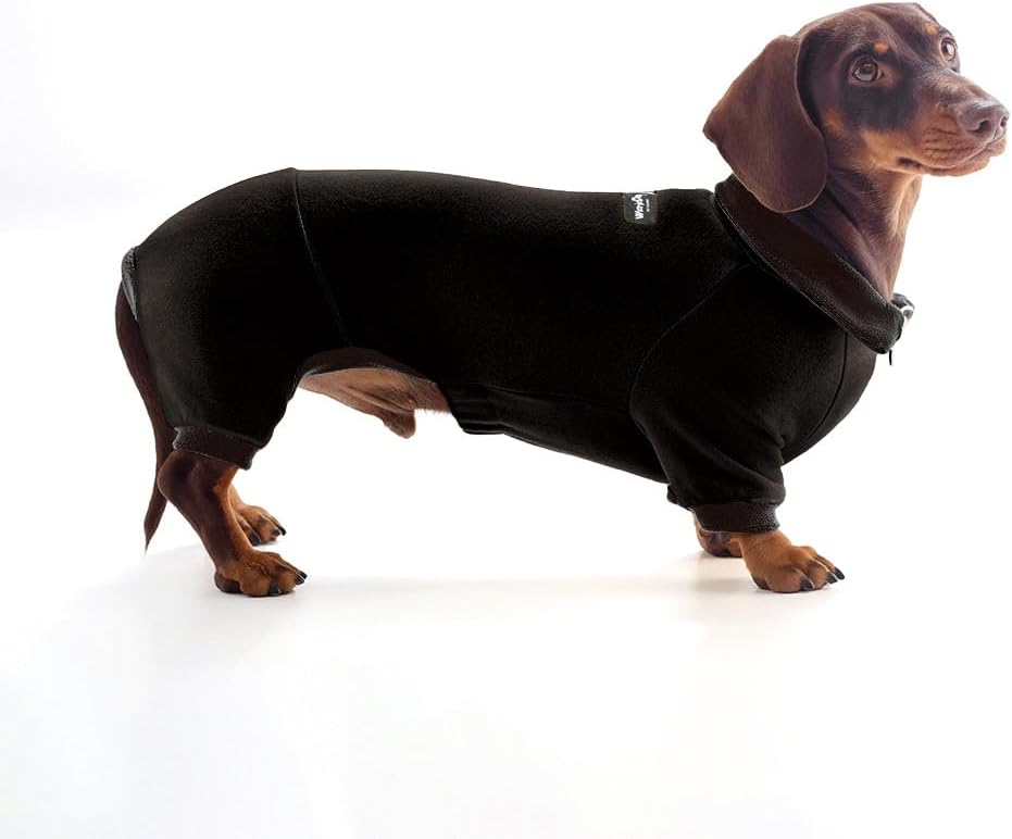 Dachshund Turtleneck Sweater – Adjustable Polo Collar Zipper Fleece Outfit