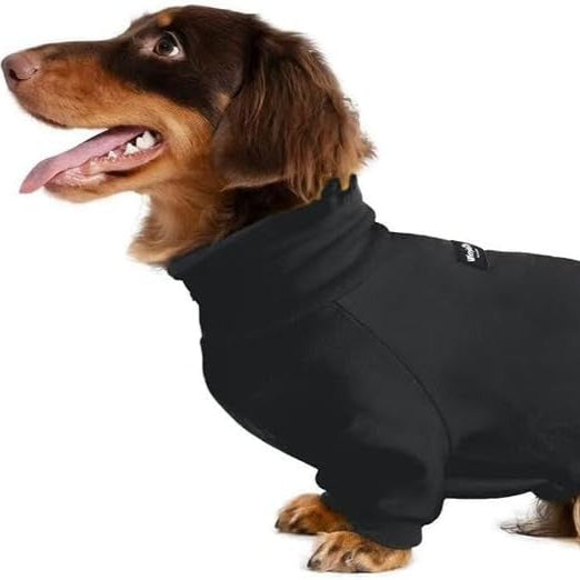 Dachshund Turtleneck Sweater – Adjustable Polo Collar Zipper Fleece Outfit