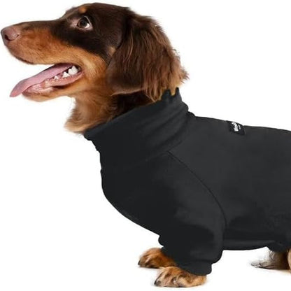 Dachshund Turtleneck Sweater – Adjustable Polo Collar Zipper Fleece Outfit