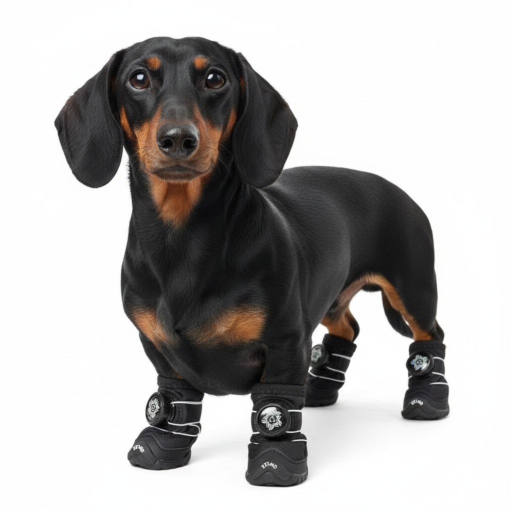 FurTrek Dachshund Winter Running Shoes – Non-Slip Dog Boots for Cold Weather