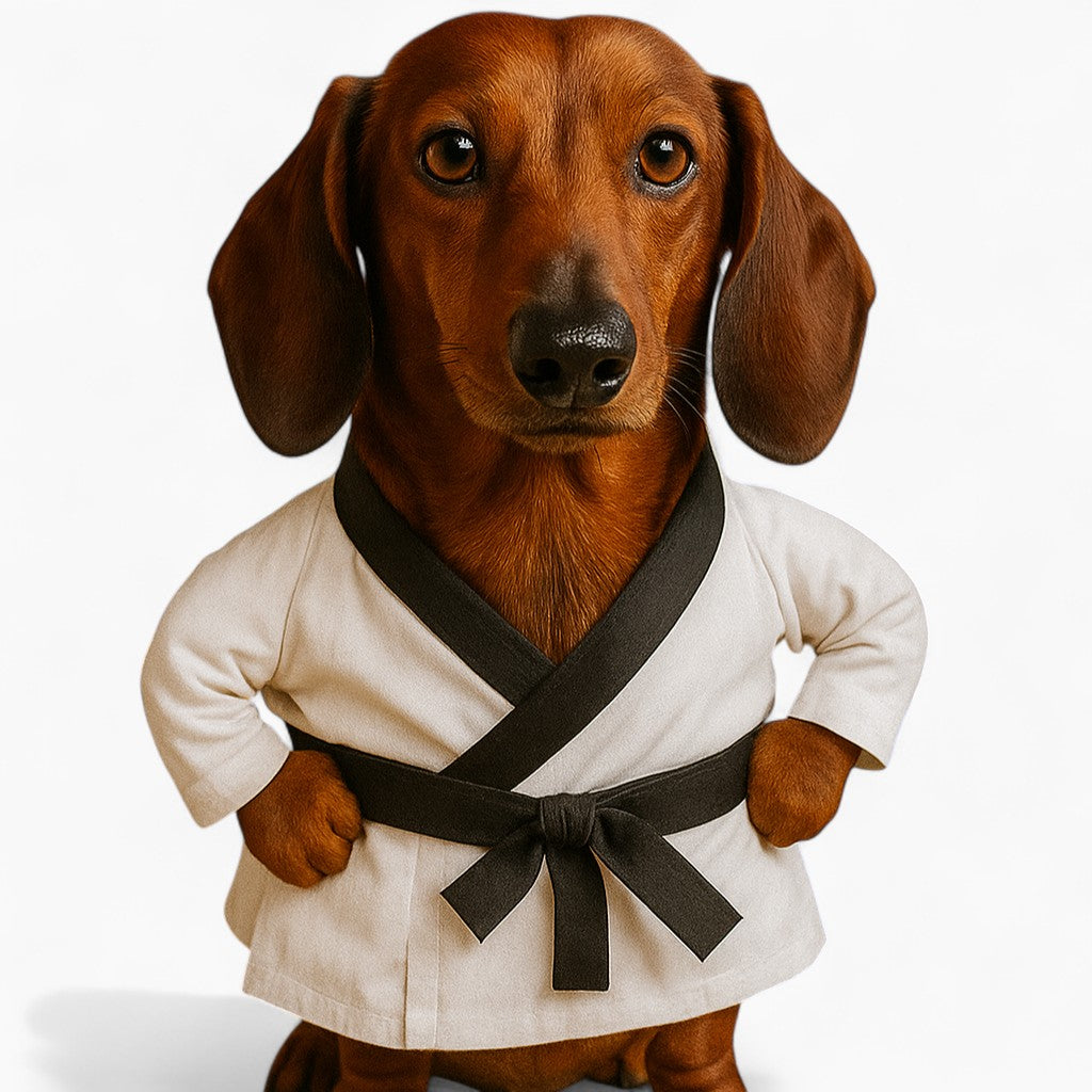 DojoPaws Dachshund Karate Costume – Halloween Martial Arts Dog Outfit