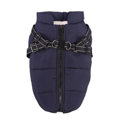 FrostGuard waterproof winter harness jacket on a dachshund, view 2
