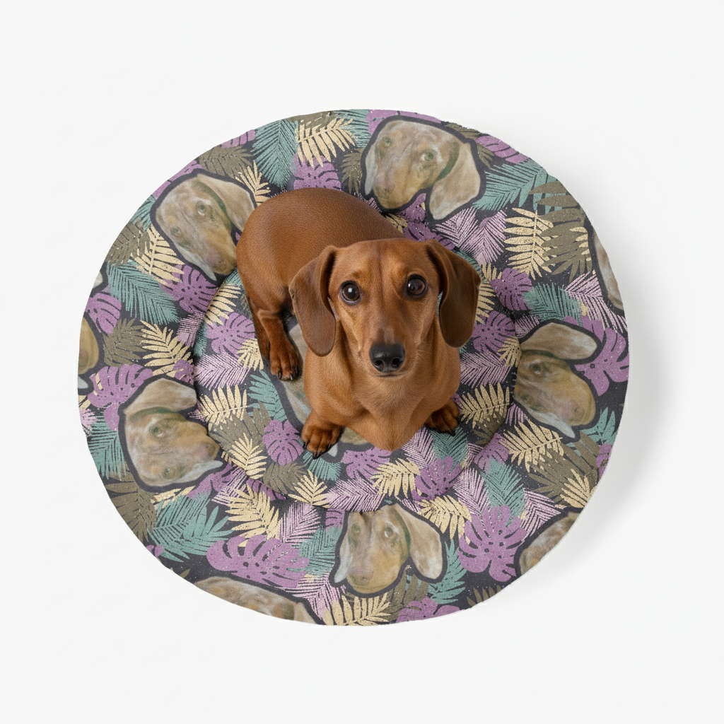 Biscuit - Personalized Cloud-Comfort Large Dachshund Bed | Anti-Anxiety Donut Bed for Dachshunds