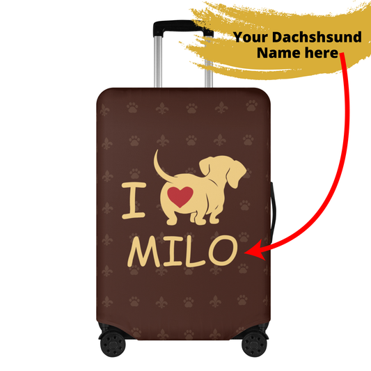 Personalized Luggage Cover with Dachshund Name - Luggage Cover