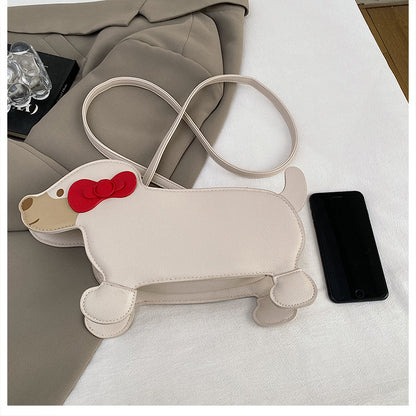Dachshund Leather Handbag – Cross-Border Cartoon Shoulder Bag for Travel